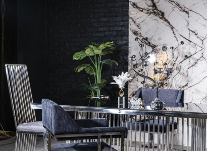 Dining room chair luxury metal with textile chairs style modern armchair